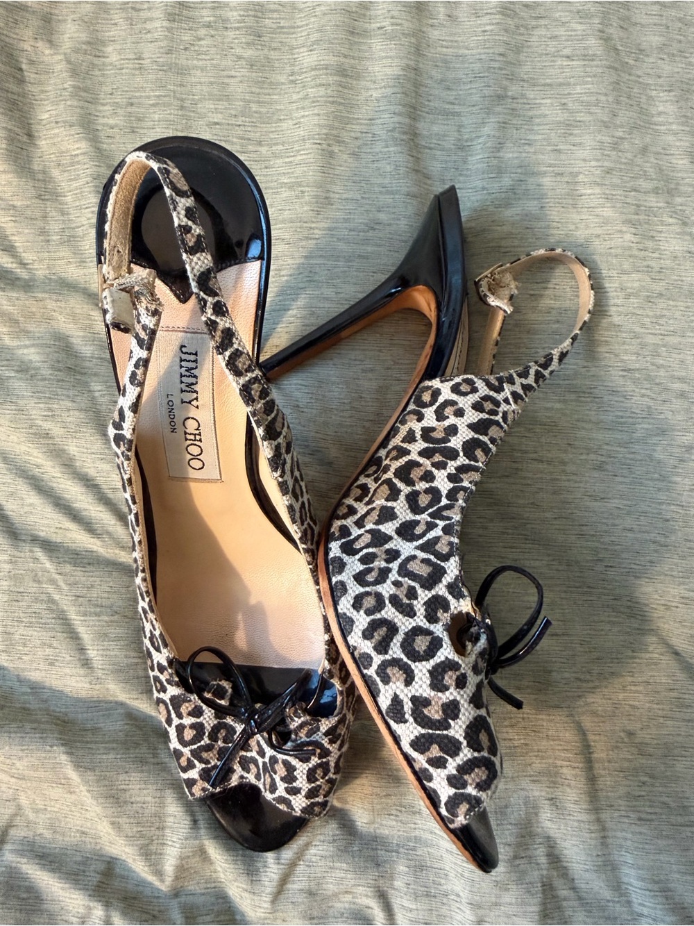 Jimmy Choo Leopard-Print Slingback Pumps in Black and Tan
